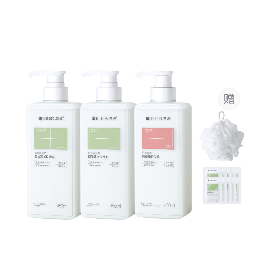 

Шампунь-крем с аминокислотами и ароматом фрезии для контроля жирности, лечения перхоти и успокаивающего очищения 450мл Manting