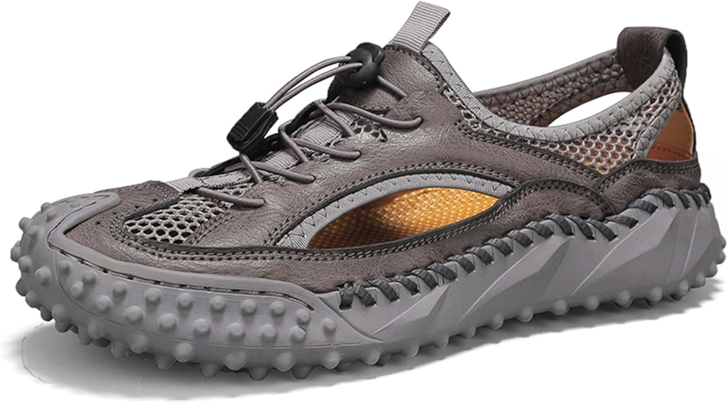 

Мужские летние походные кроссовки с сеткой на открытом воздухе, повседневные, дышащие, противоскользящие и удобные для ходьбы, пляжные спортивные водные туфли Generic, серый