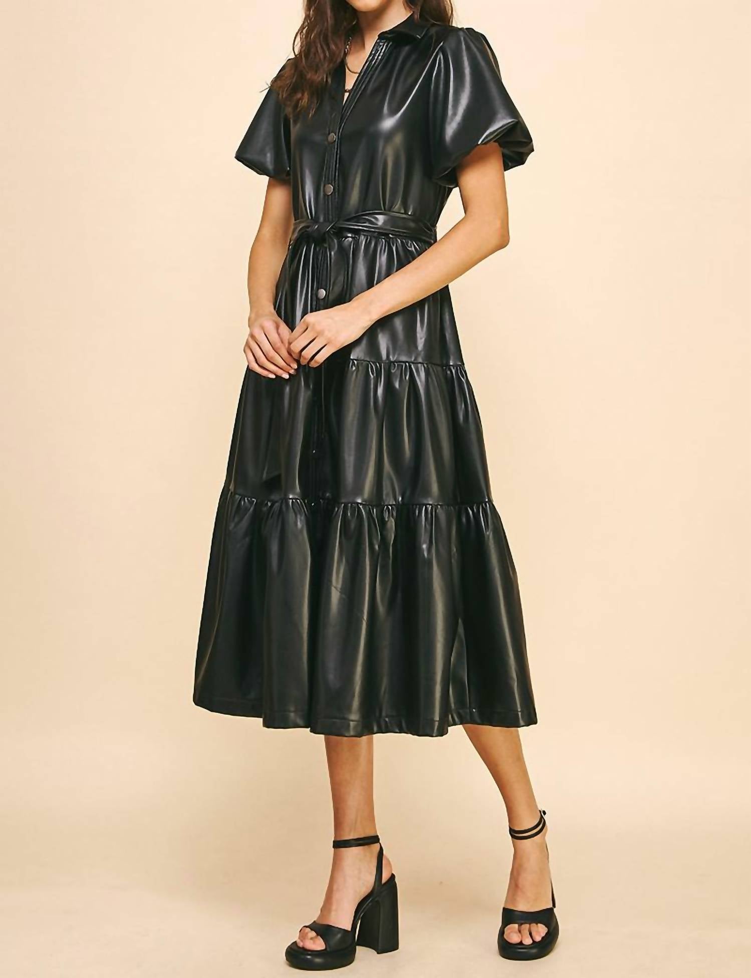 

Платье Brielle Vegan Leather черного цвета PINCH
