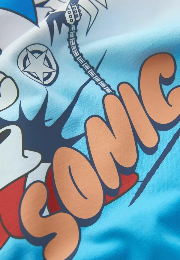 Футболка с принтом Licensed Sonic, Next, бело-голубая — фото 2