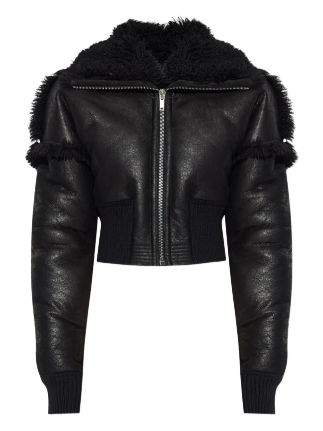 

Укороченная куртка Rick Owens с отделкой из овчины, черный