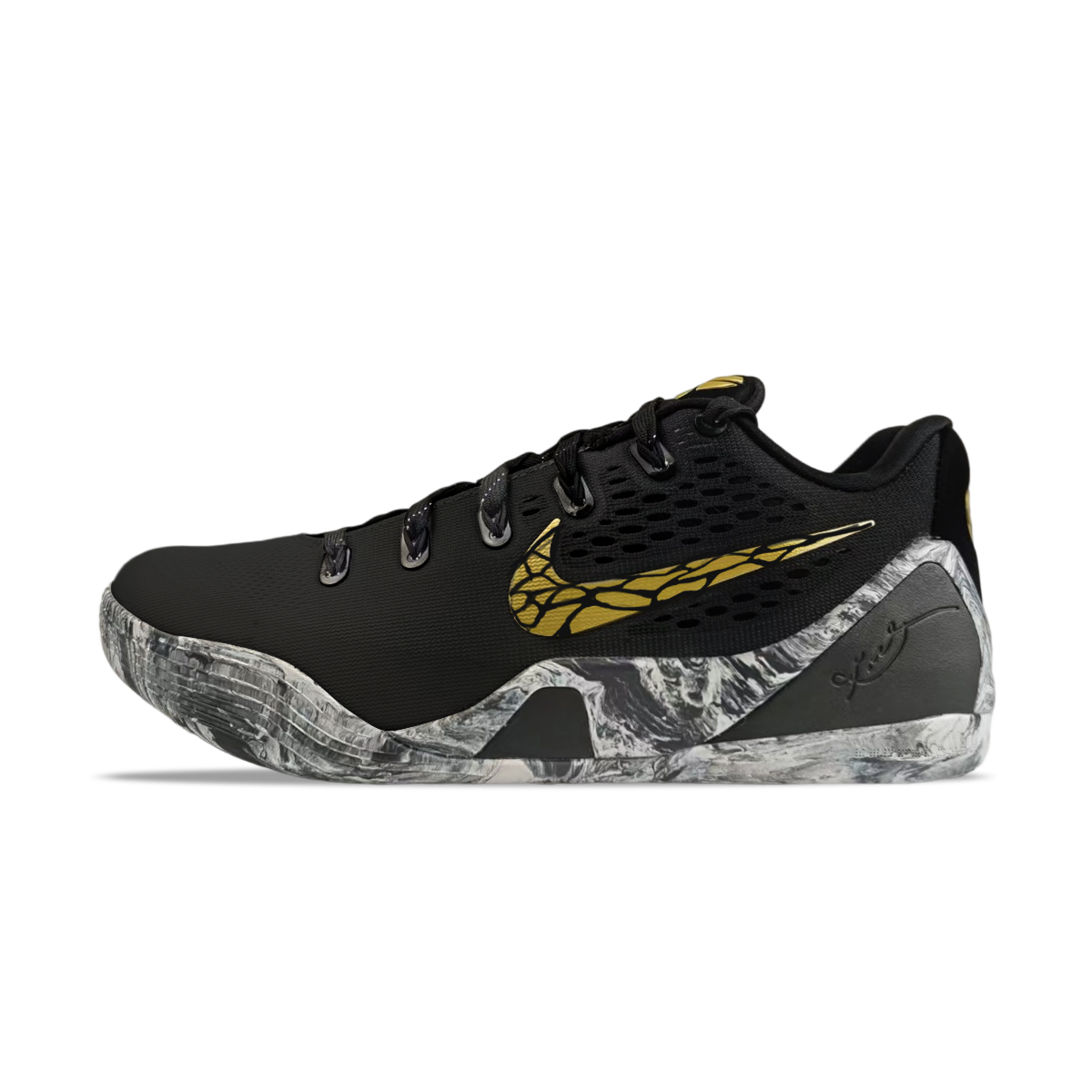 

Nike Кроссовки Kobe 9 устойчивые к истиранию низкие баскетбольные унисекс черно-белые, цвет Black White