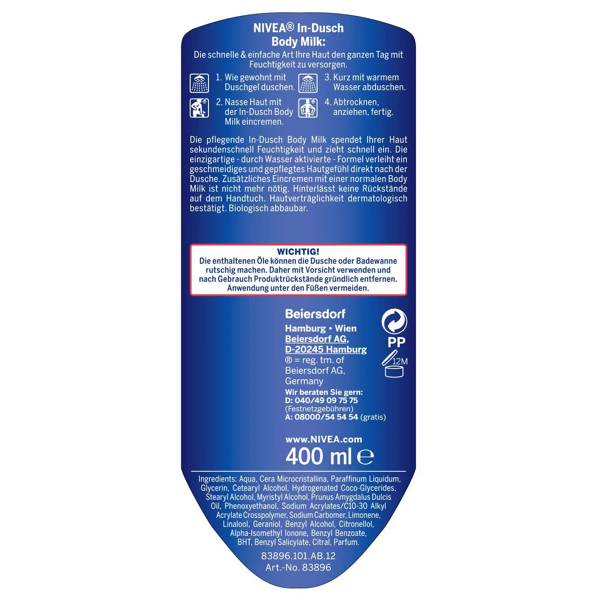 Молочко для тела для душа «In-Shower Body Milk» от NIVEA, 400 мл (5 шт.) Nivea — фото 2