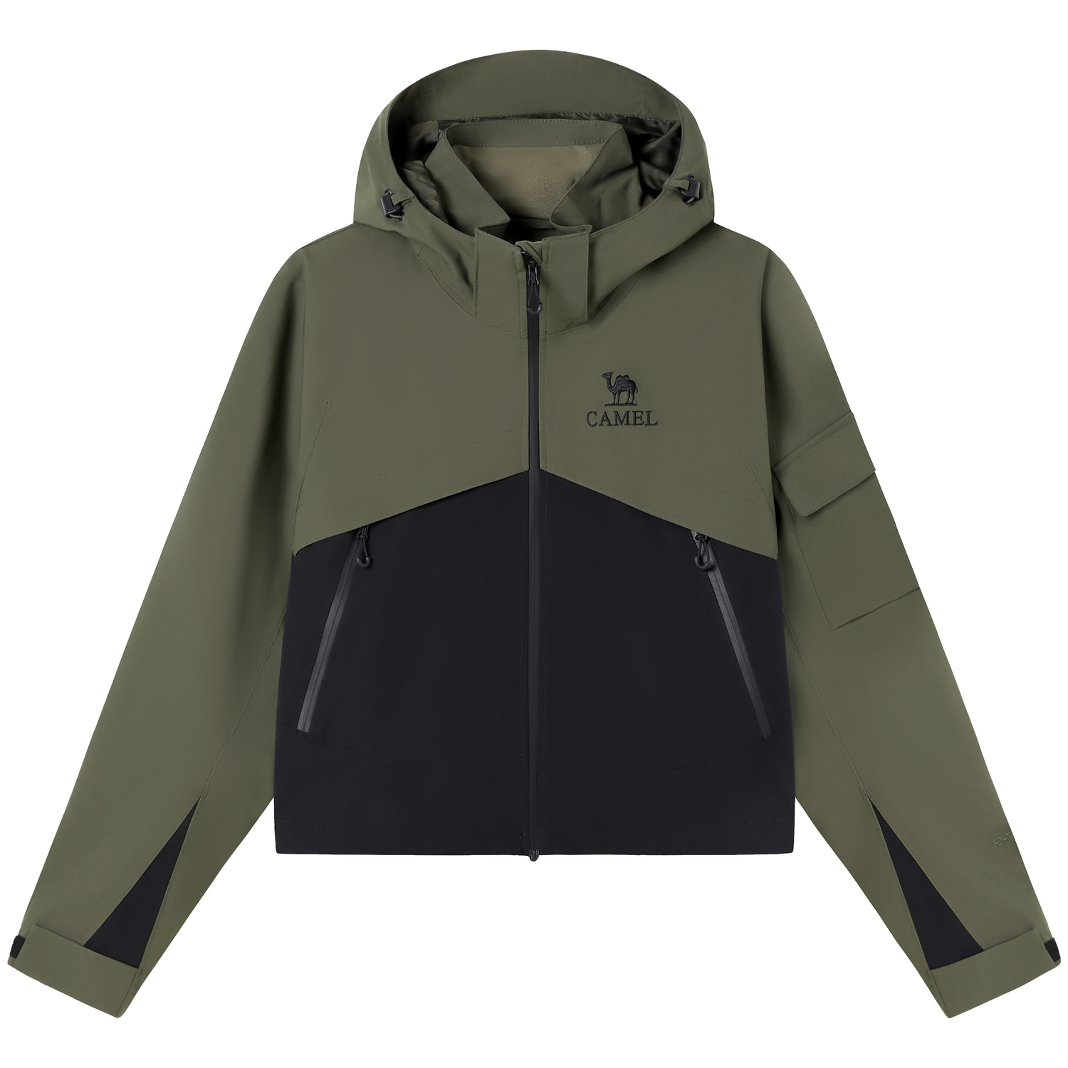 

Всепогодная ветровка однослойная женская CAMEL, Темно-оливковый/Фантомный черный