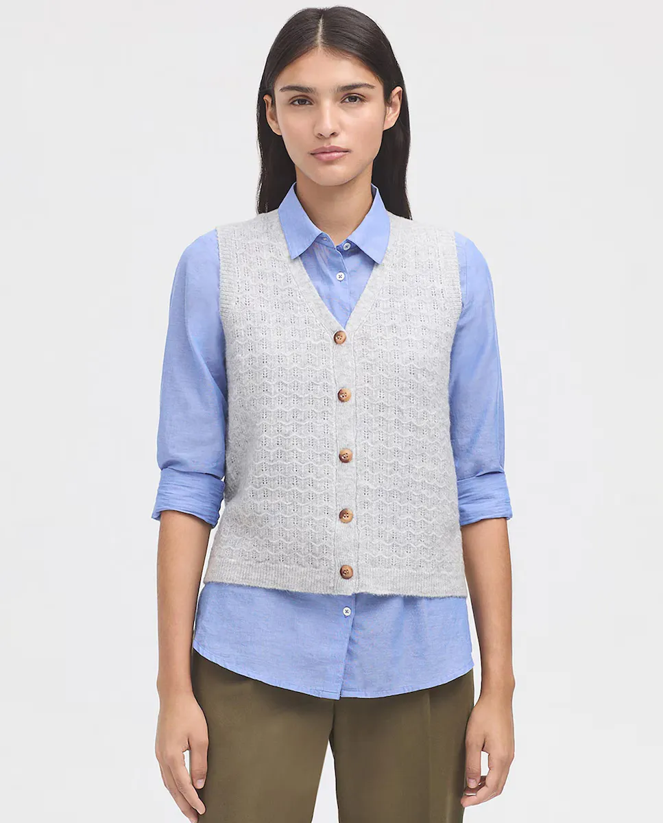 

Женский вязаный жилет с V-образным вырезом Nice Things, серый