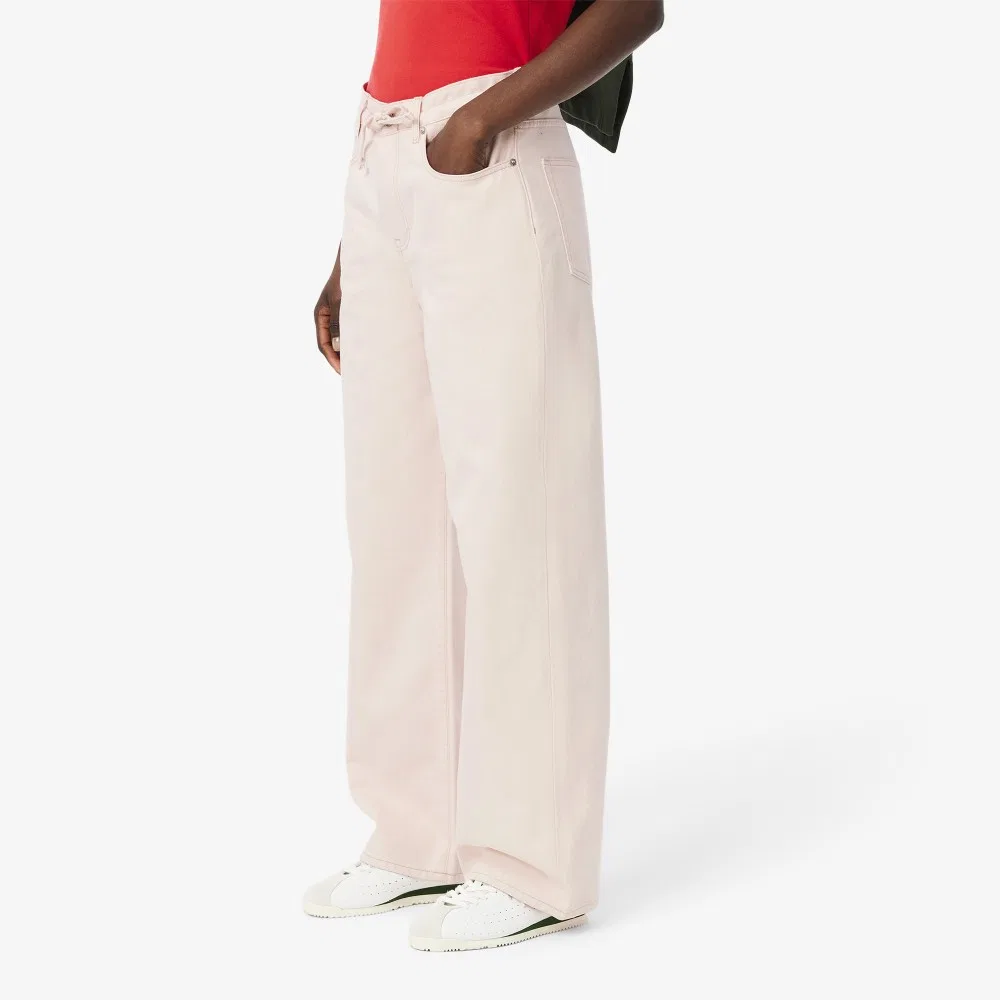 Джинсы Lacoste широкие цветные бледно-розовые — фото 2