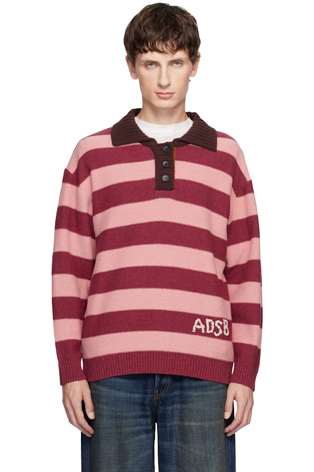 

Andersson Bell Розовая поло свободного кроя с полосатым воротником