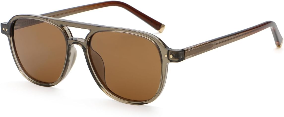 

Мужские поляризованные солнцезащитные очки в стиле ретро, ​​женские с ацетатными дужками, унисекс, с двойной перемычкой, квадратные солнцезащитные очки UV400 weiyuchen, Green Brown