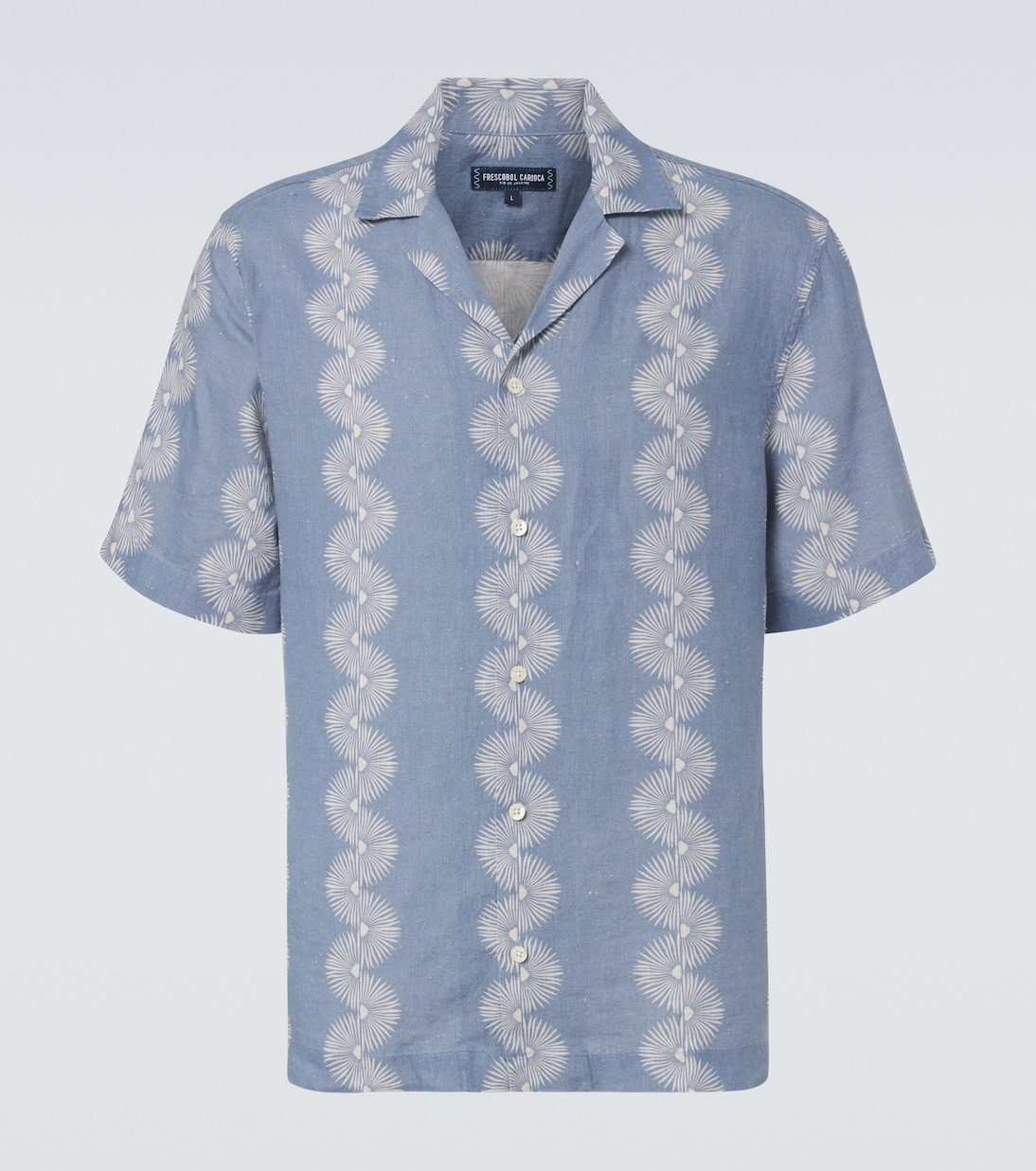 

Рубашка боулинговая из льна с принтом Roberto Frescobol Carioca, Denim Blue
