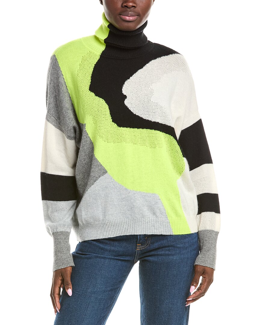

Броде Кашемировый свитер с абстрактным узором и воротником-стойкой Brodie Cashmere, черный