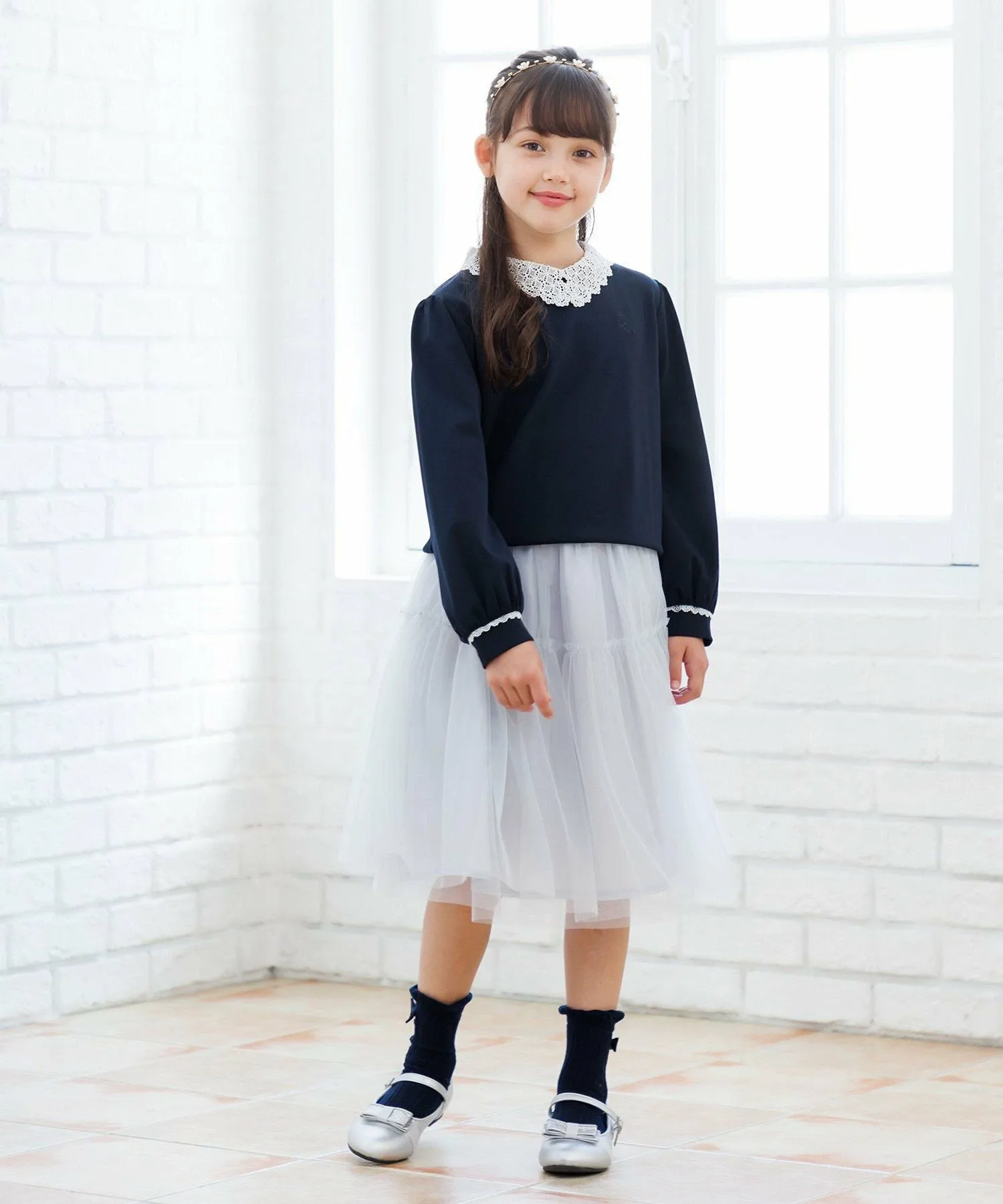 [150-160 см] Толстовка кружевного цвета Kids Suite, Navy [075] — фото 2