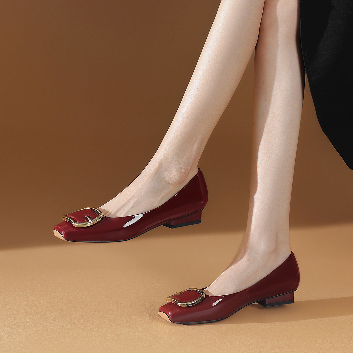 BOERDIQI Женские туфли на каблуке 3 см бордовые с овчинной стелькой, цвет Burgundy (Sheepskin Insole) — фото 2