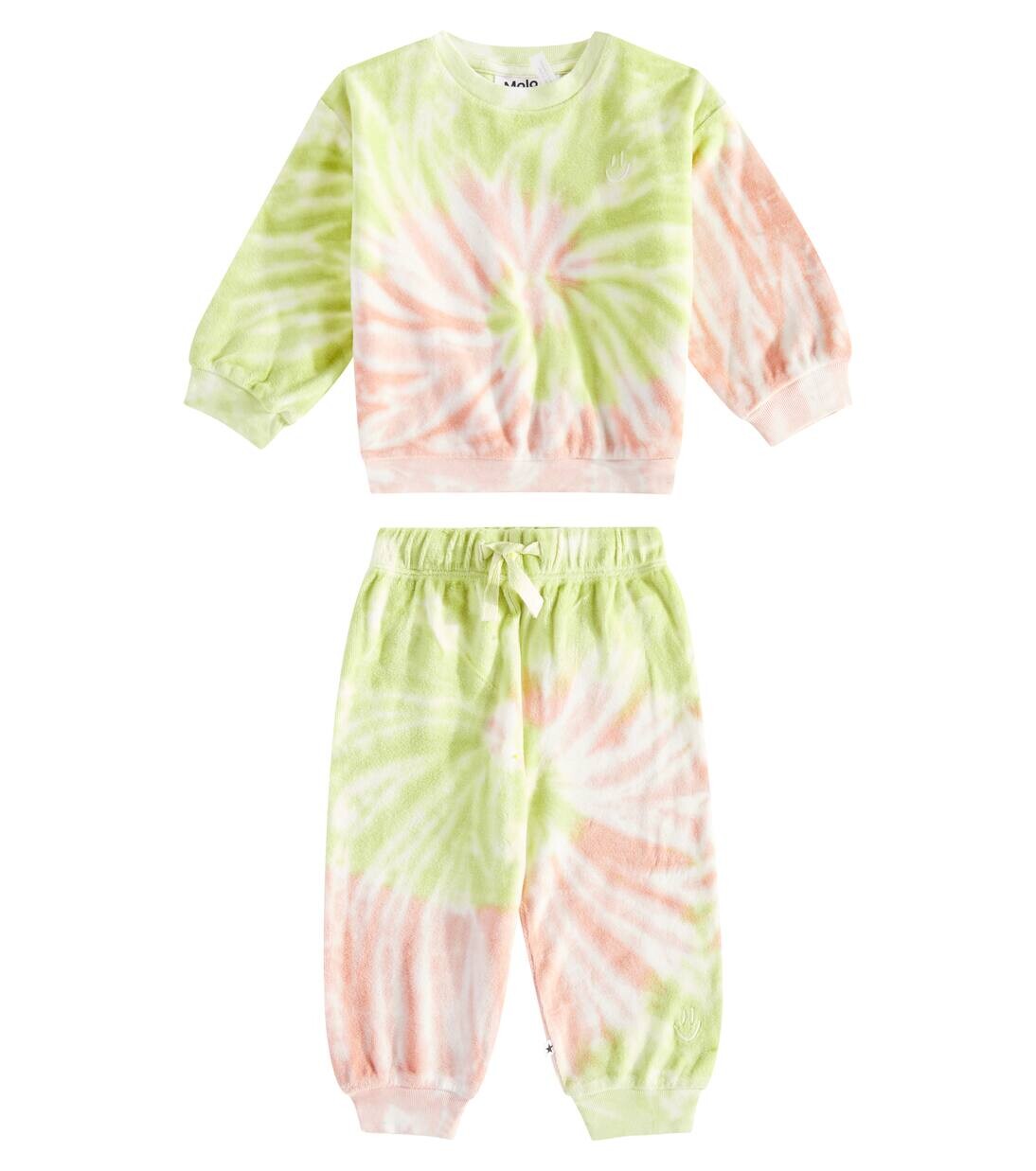

Комплект из хлопковой толстовки и спортивных штанов Baby Simeon Molo, цвет tie dye play