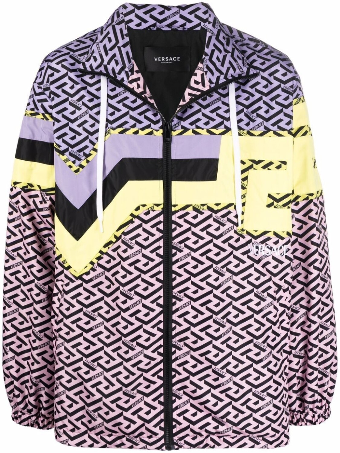 

Versace легкая куртка с капюшоном и узором Greca, фиолетовый