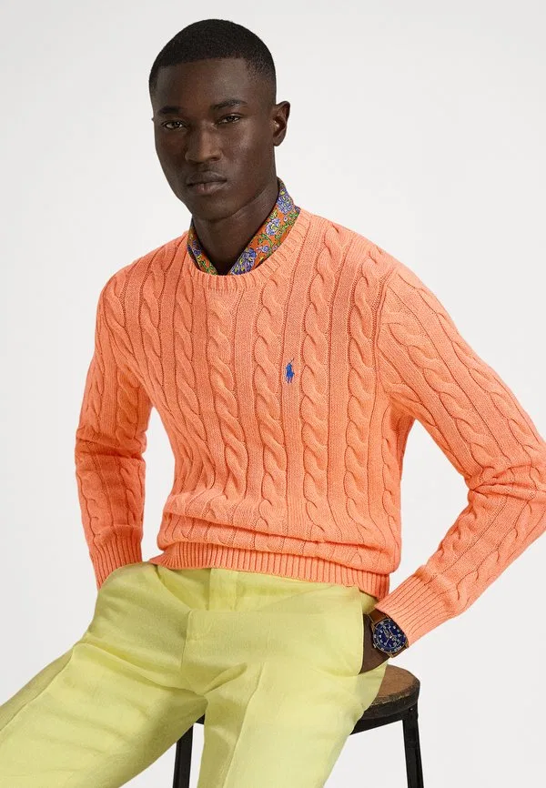 Хлопковый свитер крупной вязки Polo Ralph Lauren, Latana Orange — фото 4