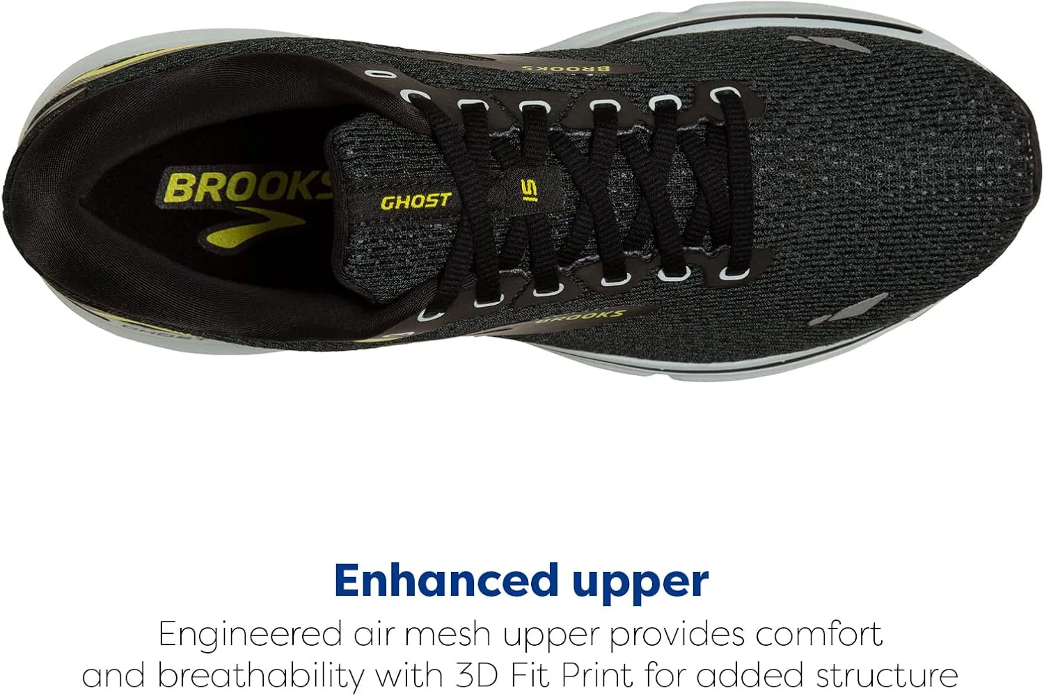 Мужские беговые кроссовки Brooks Ghost 15 нейтрального цвета, Black/Ebony/Nightlife — фото 4