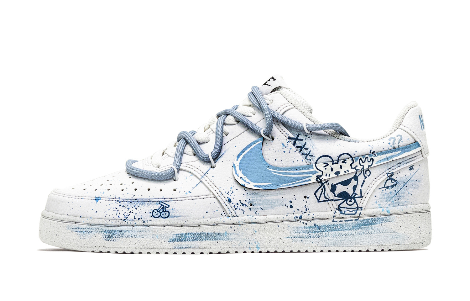 

Nike Court Vision 1 мышь закуска амортизация, износостойкие низкие кроссовки для скейтбординга мужские синий белый