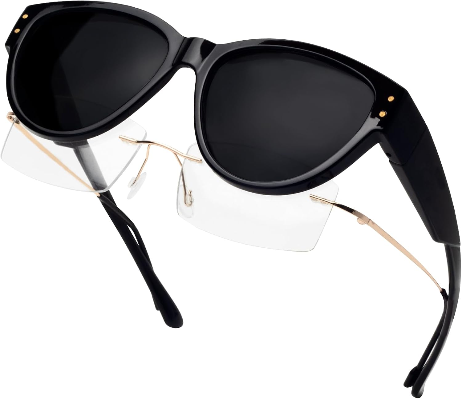 

Солнцезащитные очки с поляризованным покрытием, надеваемые поверх обычных очков, женские солнцезащитные очки с защитой от УФ-излучения, легкие Face Shadow, Black Frame / Grey Lens