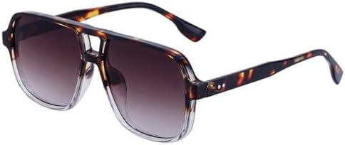 

Ретро-солнцезащитные очки с двойной перемычкой для женщин, градиентные солнцезащитные очки UV400, модные солнцезащитные очки для мужчин с заклепками MTZJH, Leopard Tea Gradient