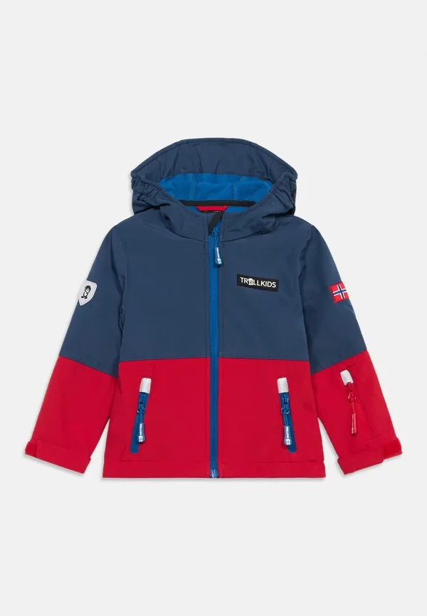 Куртка skjorta soft shell Trollkids, Bright Red/Mystic Blue/Alpine Blue — фото 3