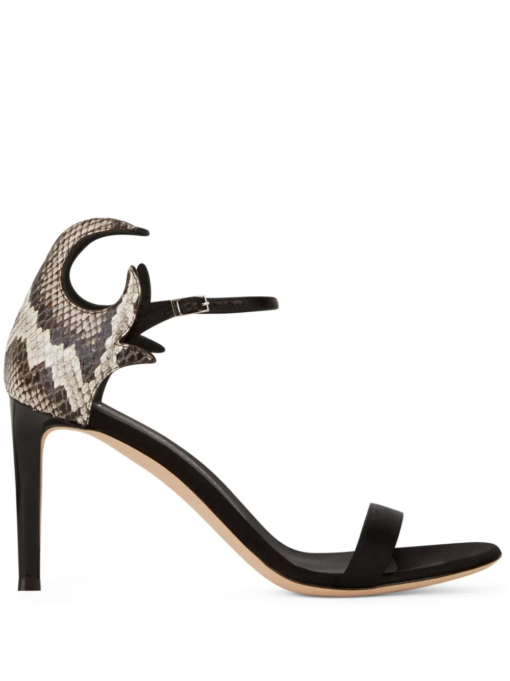 Босоножки Nyco 85 с тиснением под змеиную кожу Giuseppe Zanotti, черный