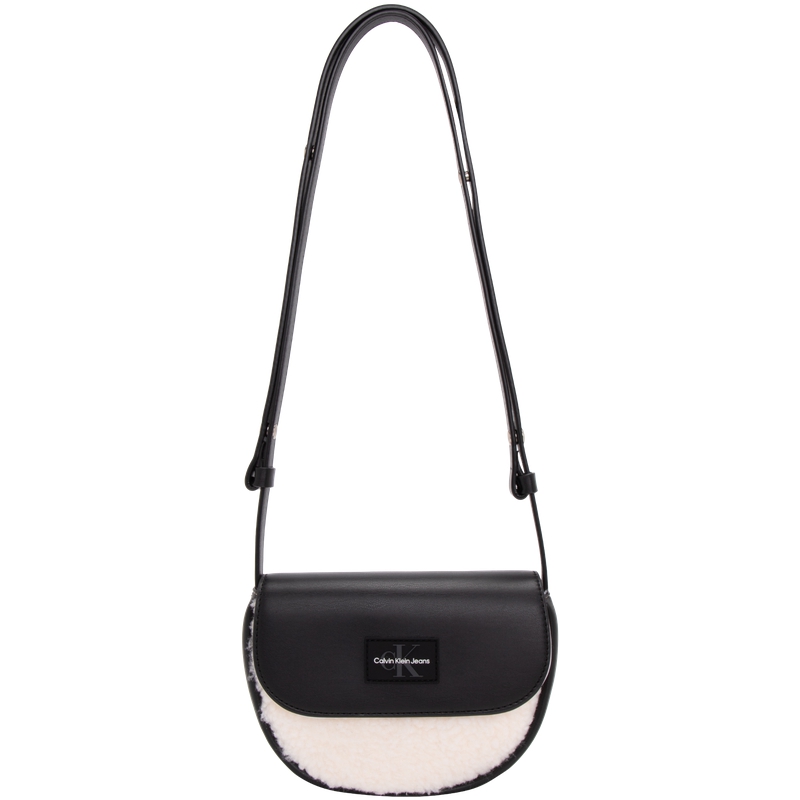 

Calvin Klein Искусственная шерпа лоскутная седельная сумка, Milk White/Space Black
