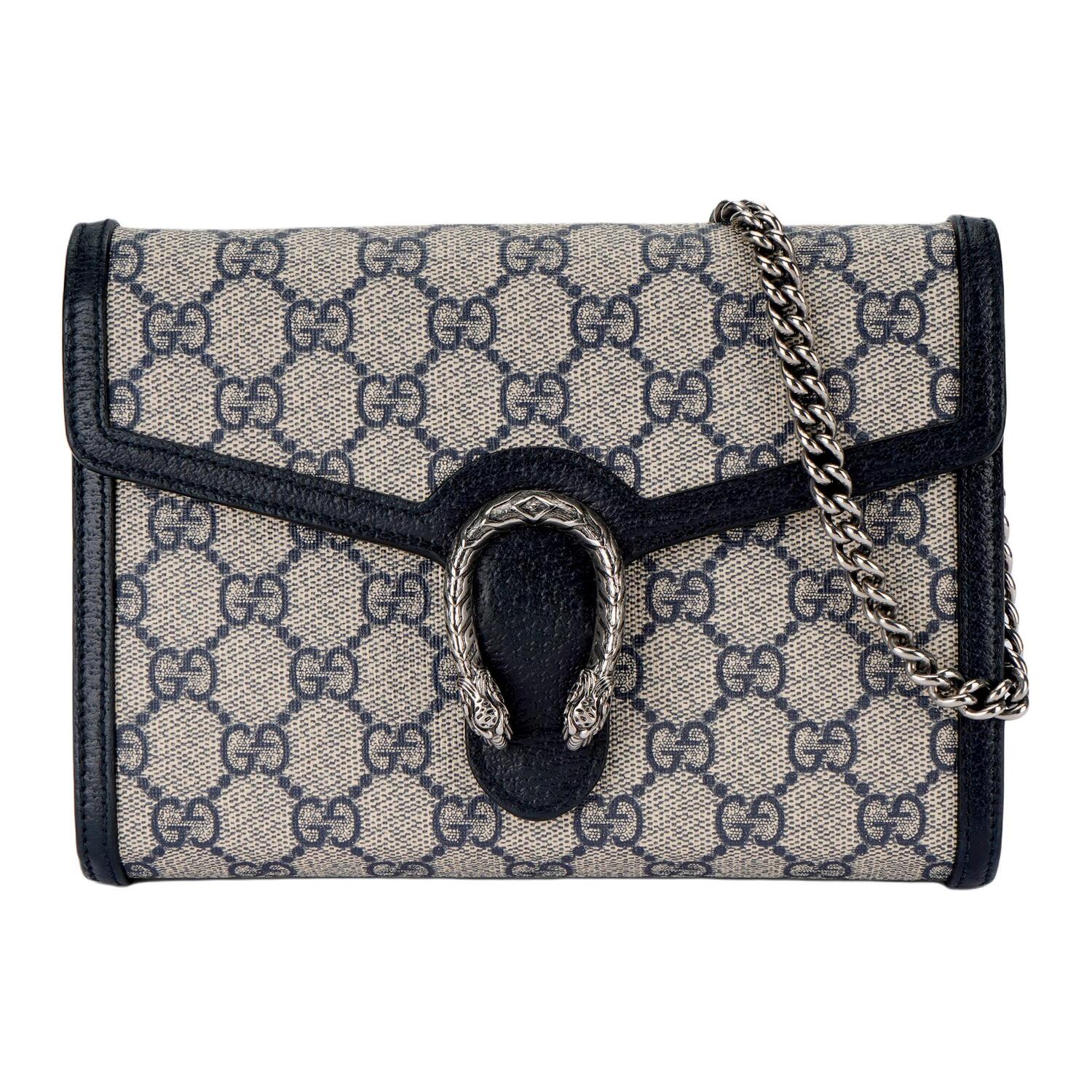

Dionysus Canvas With Leather Chain Кошелёк, Кроссбоди, Плечевая Сумка Мини Женская Бежевый и Синий GUCCI