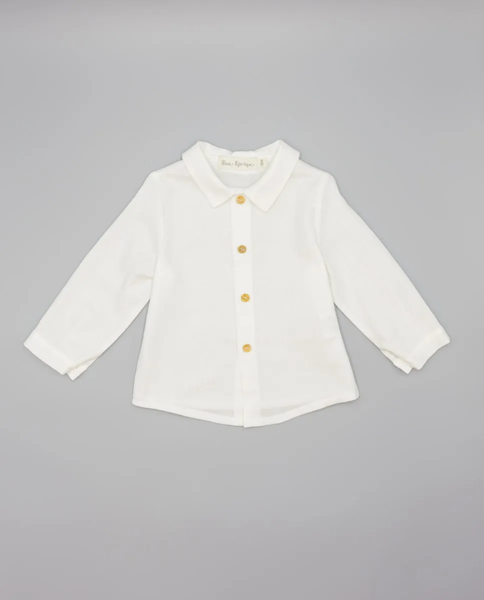 

Мальчиковая хлопковая рубашка для младенца Fina Ejerique, светло-бежевый