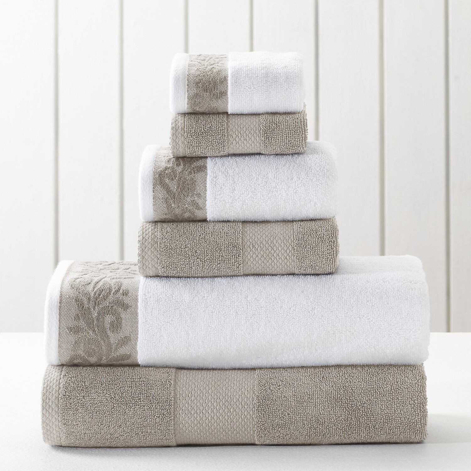 

Набор полотенец Modern Threads 600 GSM из 6 предметов с жаккардовой каймой из филгри, цвет Taupe