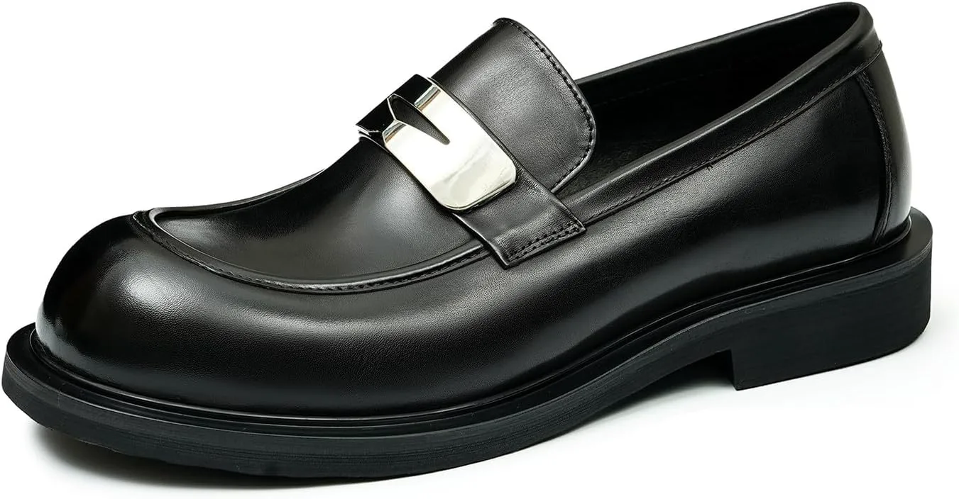 Мужские слипоны Santimon Loafers, формальные лоферы Penny, модные натуральные кожаные с квадратным носком, туфли для выпускного, смокинга, свадьбы, делового и повседневного ношения, легкие туфли для костюма, черный