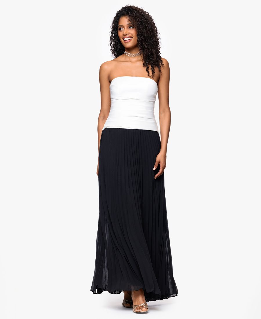 

Укороченное платье без бретелей из смешанных материалов Betsy & Adam, Black/ivory