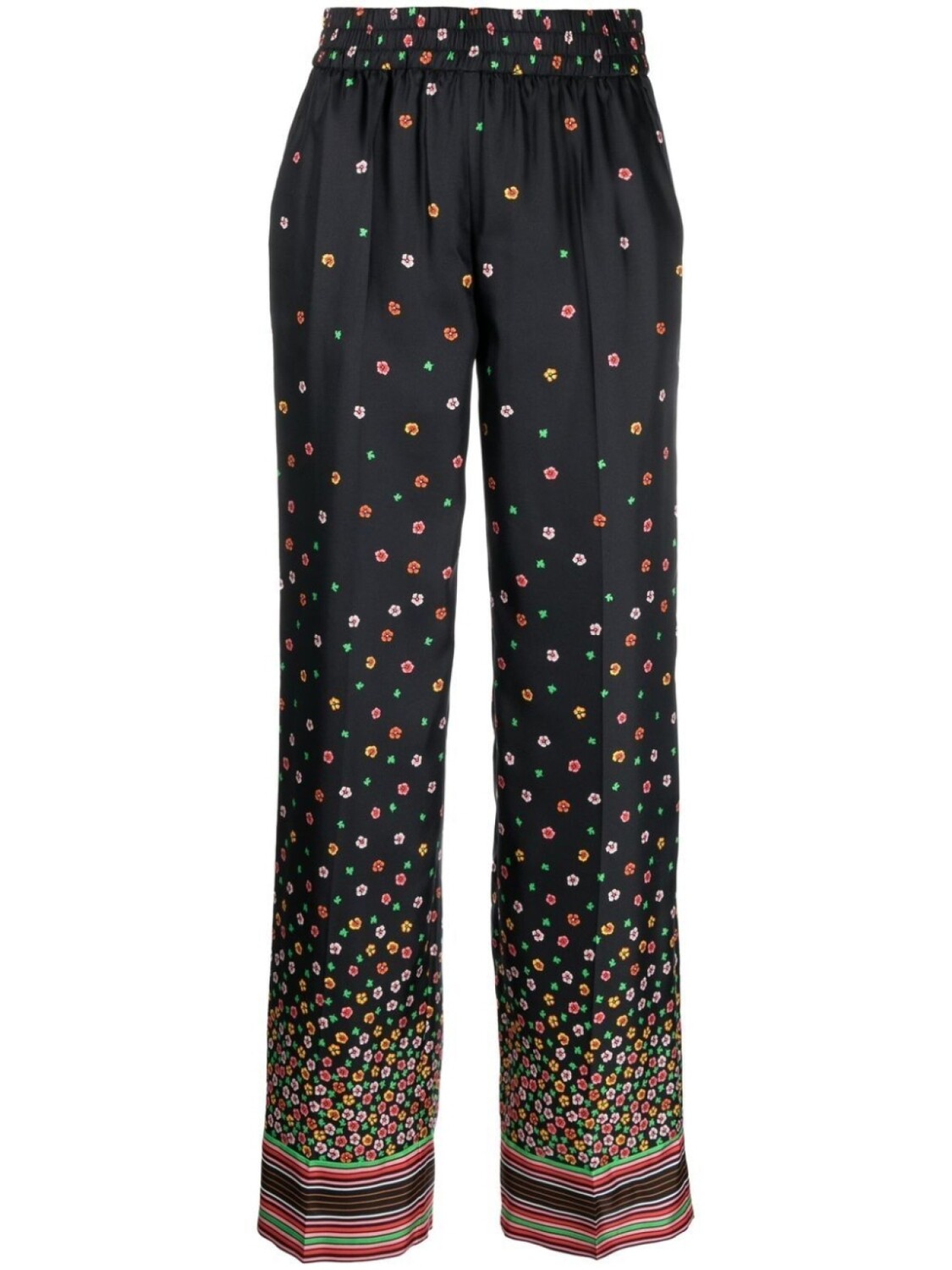 

RED Valentino шелковые брюки с цветочным принтом, черный