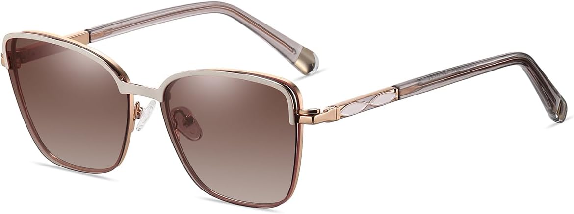 

Магнитные поляризованные солнцезащитные очки с зажимом, металлические очки «кошачий глаз» для вождения, защита от синего света, модные солнцезащитные очки для женщин weiyuchen, Grey Brown Gold