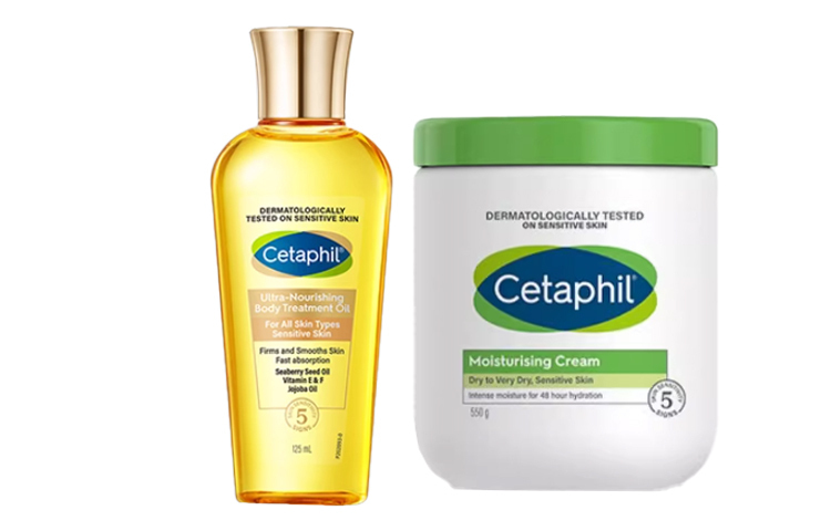 Набор для ухода за кожей Cetaphil: увлажняющий крем Moisturizing Cream + масло для тела, 453 мл + 125 мл — фото 2
