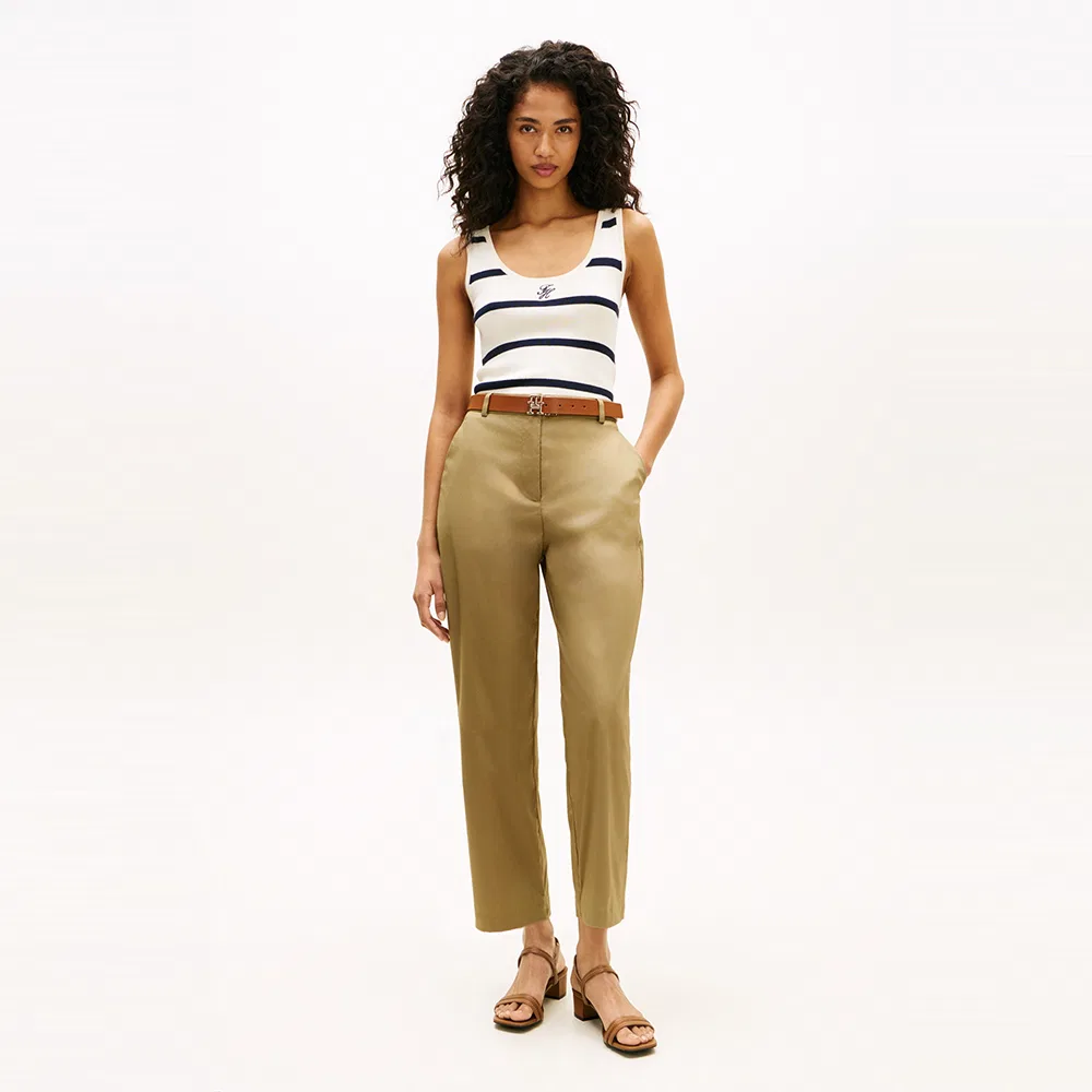 Женские широкие брюки на полуэластичном поясе, коричневые, от Tommy Hilfiger Women