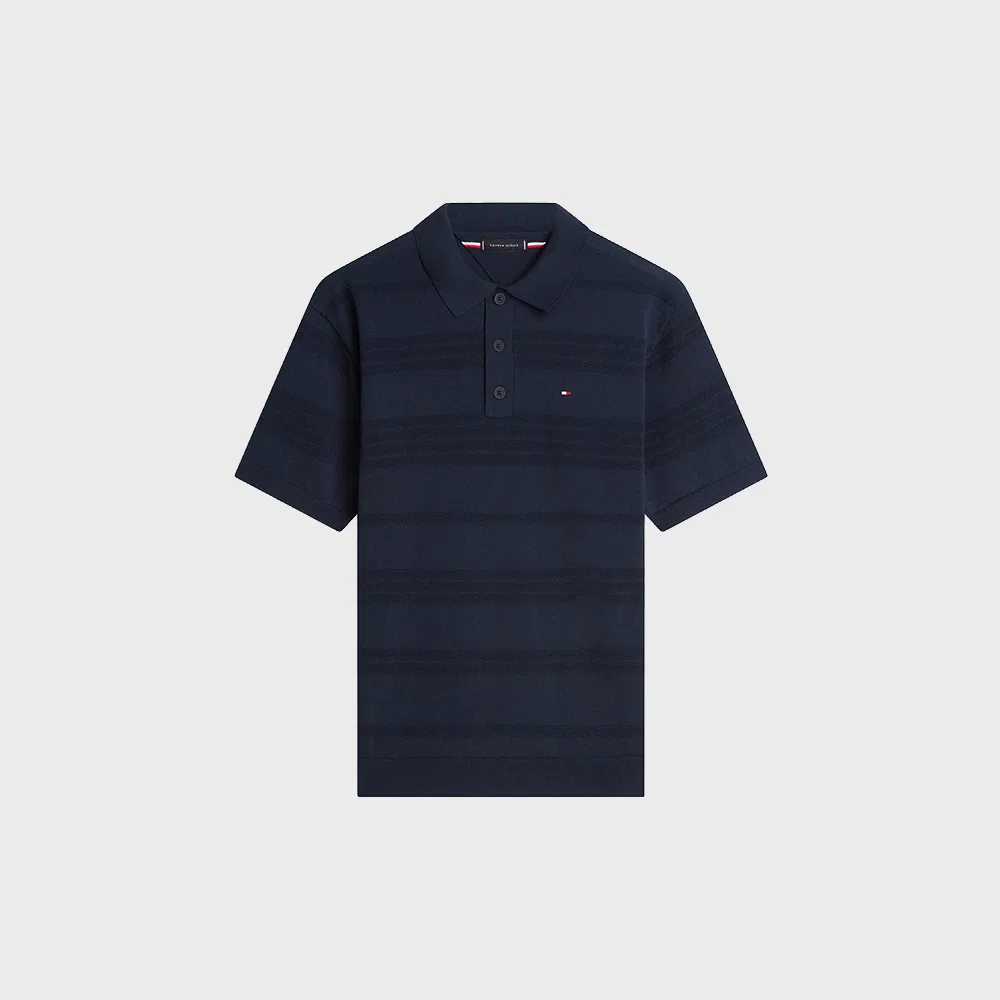Мужская голубая футболка-поло из смесового хлопка от Tommy Hilfiger