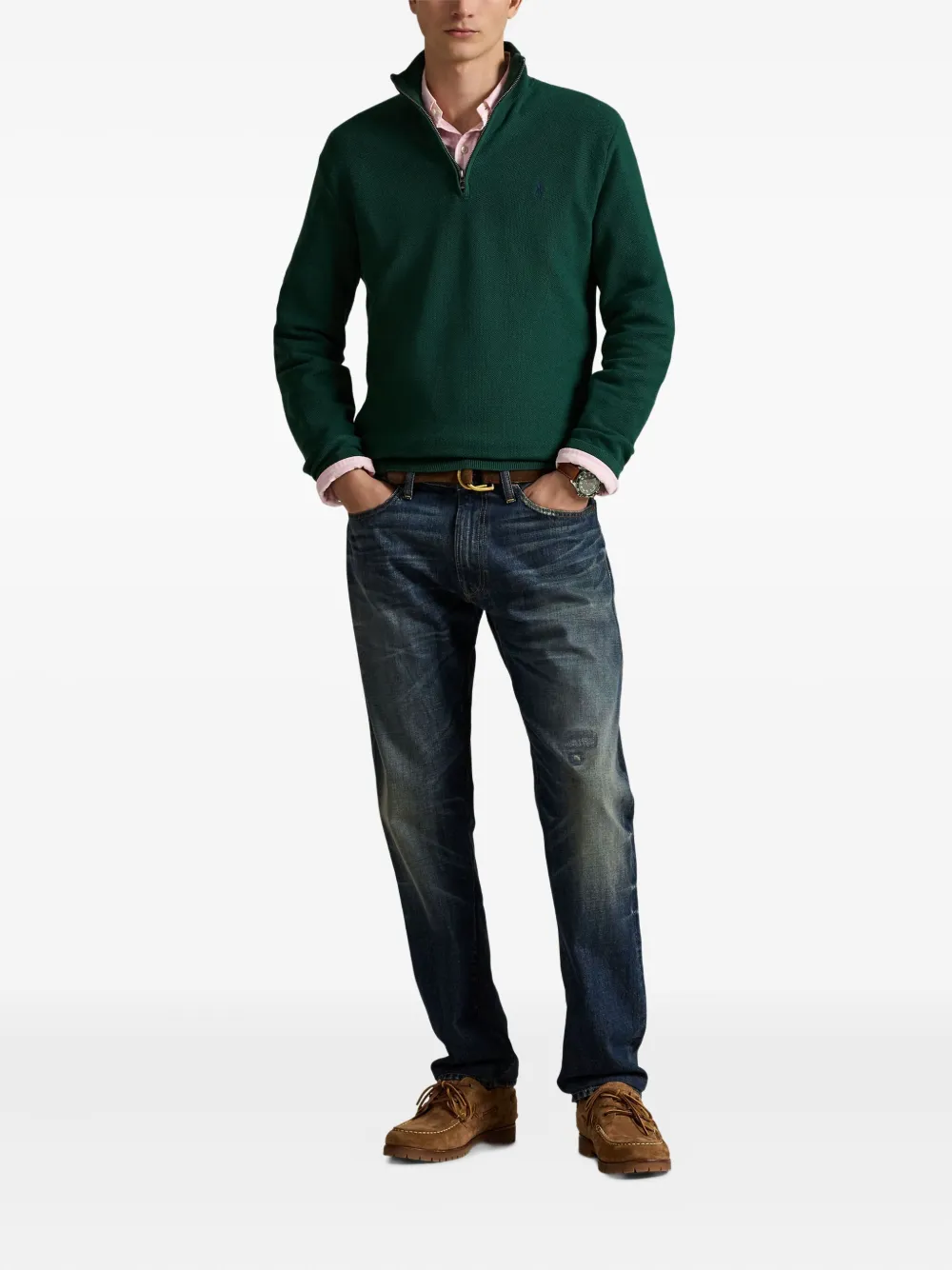 Свитер с воротником на молнии POLO RALPH LAUREN, зеленый — фото 2