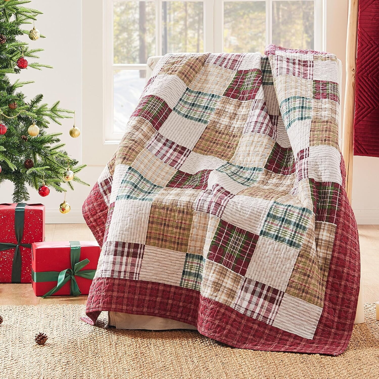 

Greenland Home Fashions Оксфордское двустороннее одеяло из 100% хлопка, красное, 50x60 дюймов, цвет Red