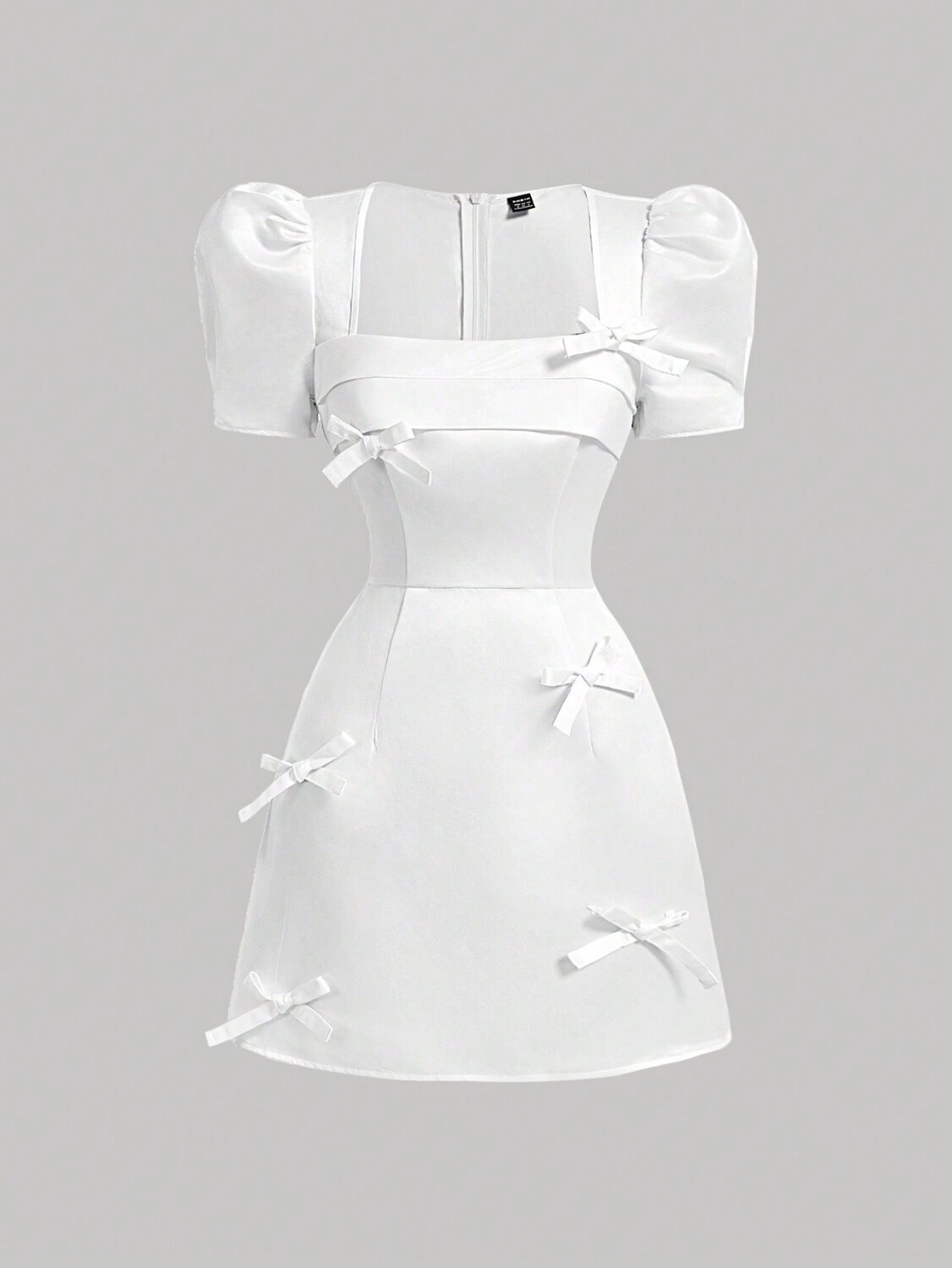 

SHEIN MOD женское белое платье, милое, винтажное, короткое, с пышными рукавами, летнее, с бантом, белый цвет