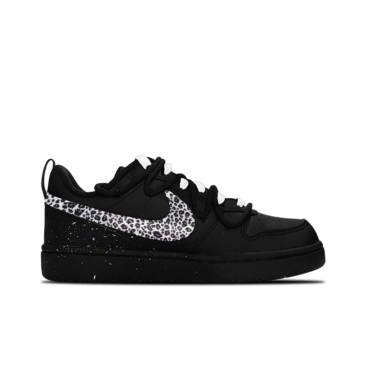 Кроссовки для скейтбординга Court Borough Dark Night Leopard Shadow, кожа, износостойкие, нескользящие, низкие, унисекс Nike, Black White — фото 3