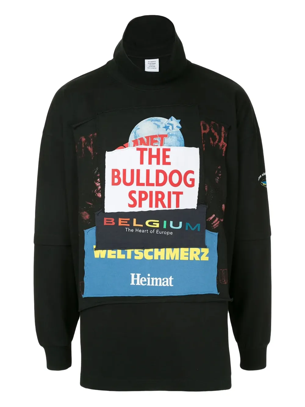 

Хлопковая толстовка с лоскутным рисунком VETEMENTS, черный