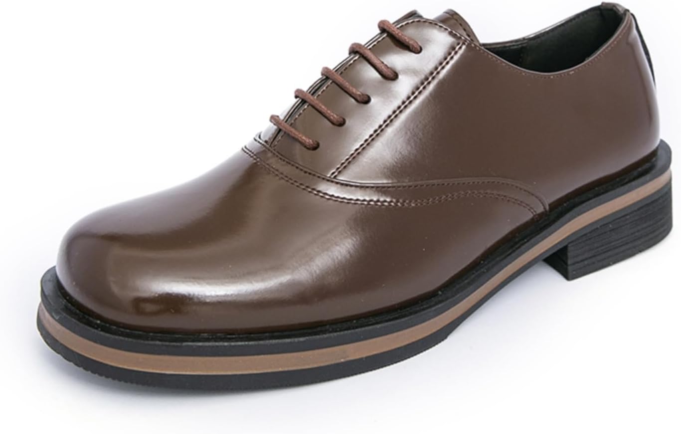 

Мужские лакированные кожаные туфли на шнуровке, стильная формальная обувь - идеально подходит для деловых встреч, работы в офисе и ежедневных поездок Aokisx, коричневый
