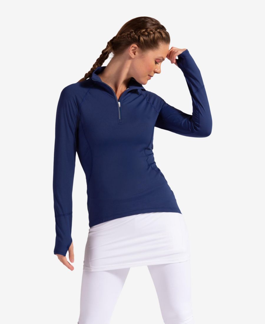 

Женская солнцезащитная блузка с застежкой-молнией и защитой от солнца UPF 50+ BloqUV, Navy