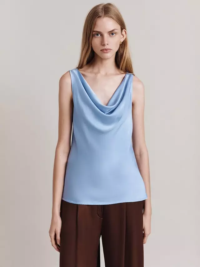 

Топ Ghost Riley Cowl Neck Sleeveless Satin, цвет vista/blue