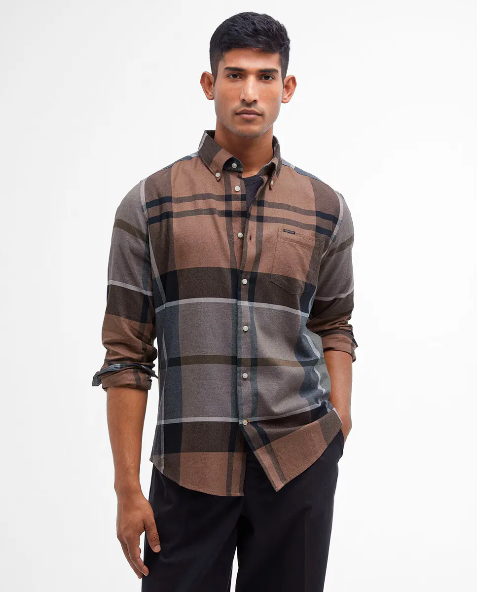 

Мужская рубашка в клетку с длинными рукавами Barbour, коричневый