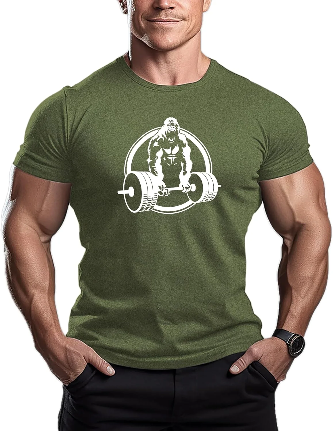 

Roaring Gorilla - мужская футболка для бодибилдинга - модная тренировочная майка для фитнеса ReedCA