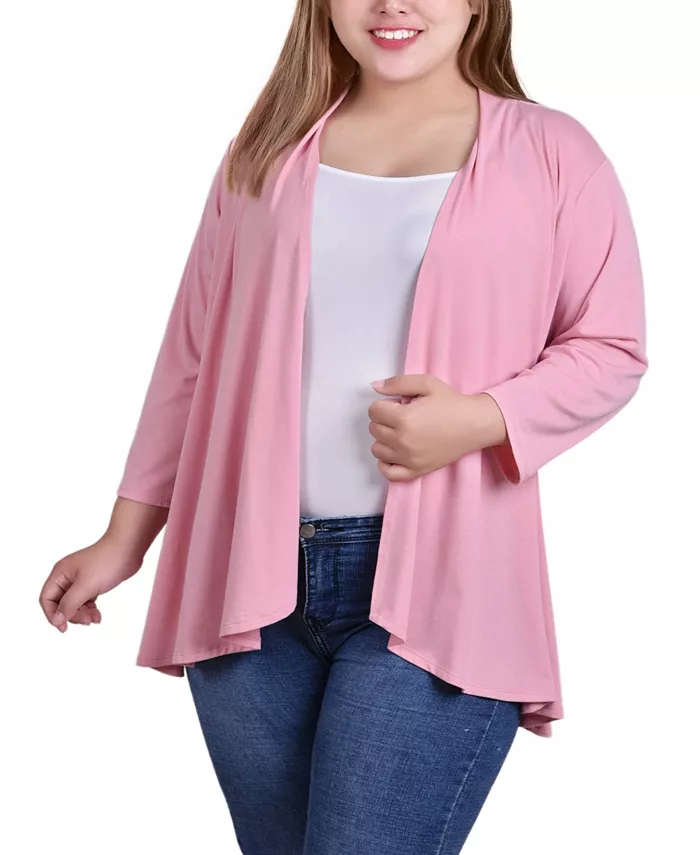 

Кардиган с запахом и открытой полой Plus Size NY Collection, розовый