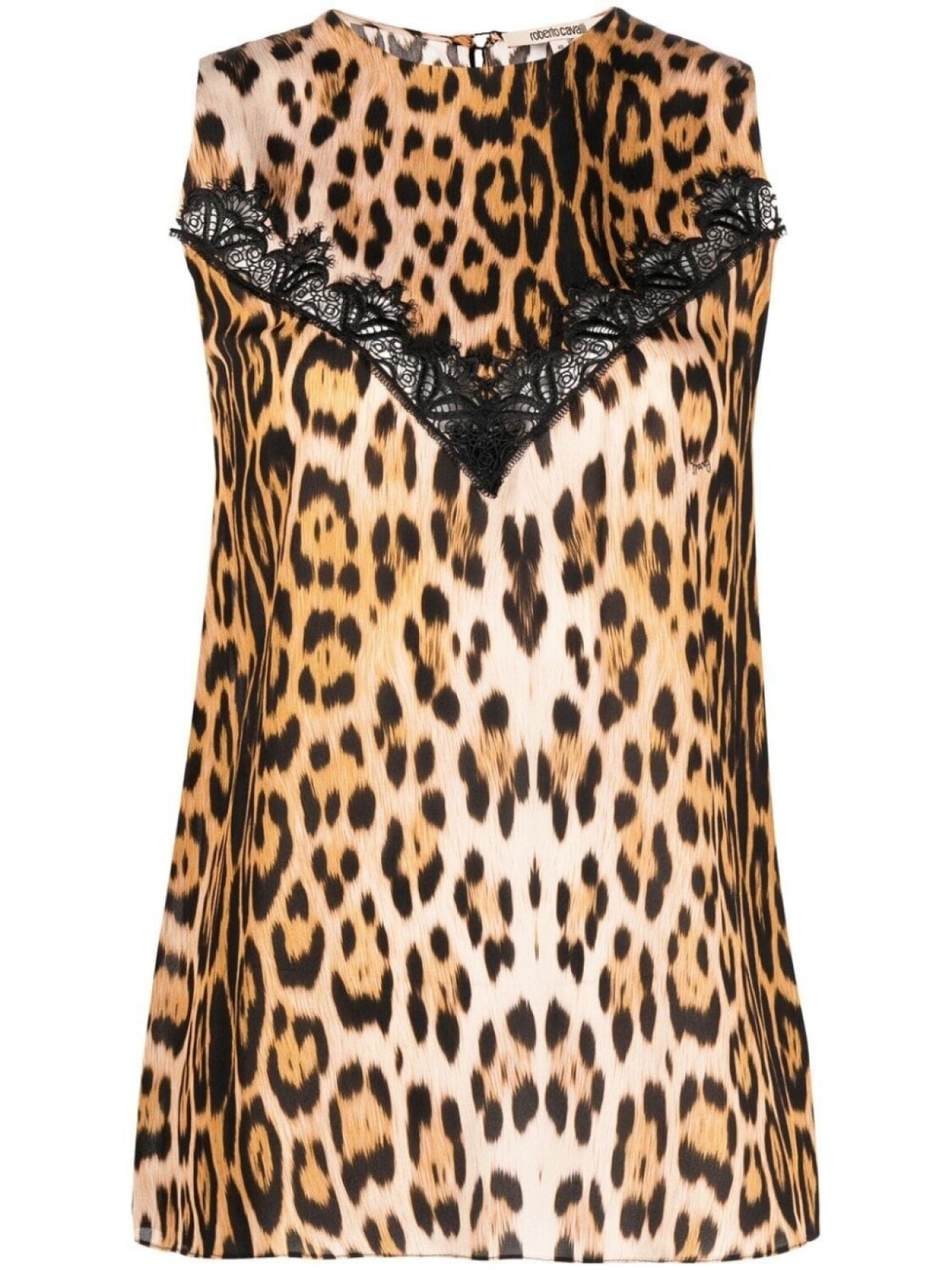 

Roberto Cavalli блузка с кружевной отделкой и леопардовым принтом, коричневый