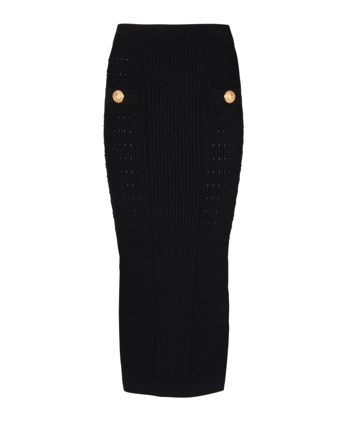 

Трикотажная юбка миди Balmain, черный