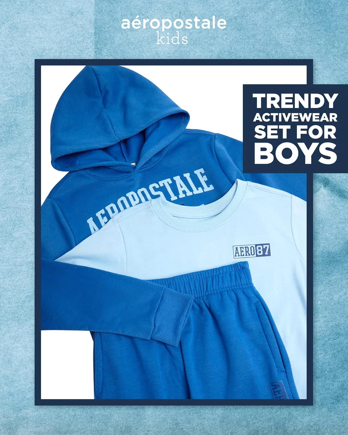 Толстовка, футболка и джоггеры AEROPOSTALE, 3 предмета, Delft Blue — фото 2